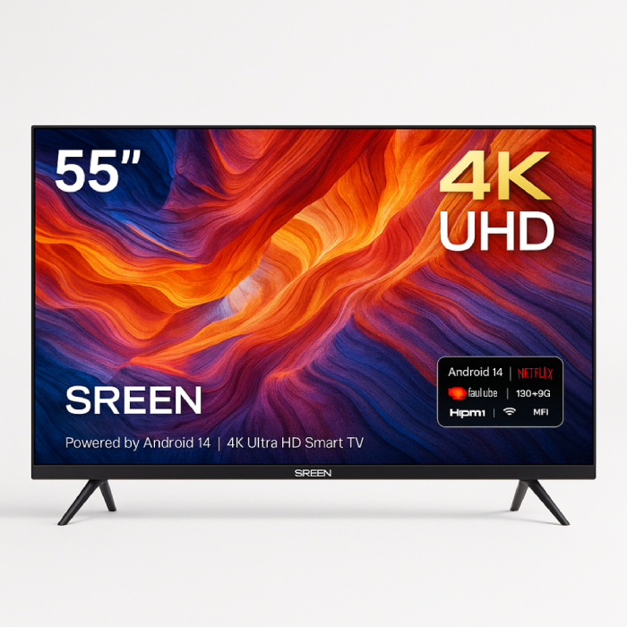 شاشة سمارت سرين 55 بوصة اندرويد 14 SRET-55S4K2 4K UHD LED شاشة سمارت سرين 55 بوصة اندرويد 14 SRET-55S4K2 4K UHD LED