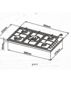 مسطح غاز ماستر جاز 90 سم – 5 عيون – ستيل – H95GLCX-1