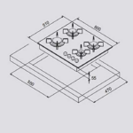 سطح غاز ماستر جاز 60 سم - 4 عيون - اسود - H64GBCX