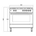 فرن غاز ماستر جاز 90 سم 5 شعلات - ستيل - MGF9S50GF-HIXO