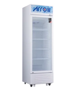 ثلاجة عرض ارو 12 قدم 1 باب زجاج ديفروست - أبيض RO-350SCK