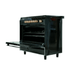 فرن غاز رسلان 60×90 سم مع شوايه - استيل في اسود - 9905RM-N