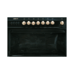 فرن غاز رسلان 60×90 سم مع شوايه - استيل في اسود - 9905RM-N