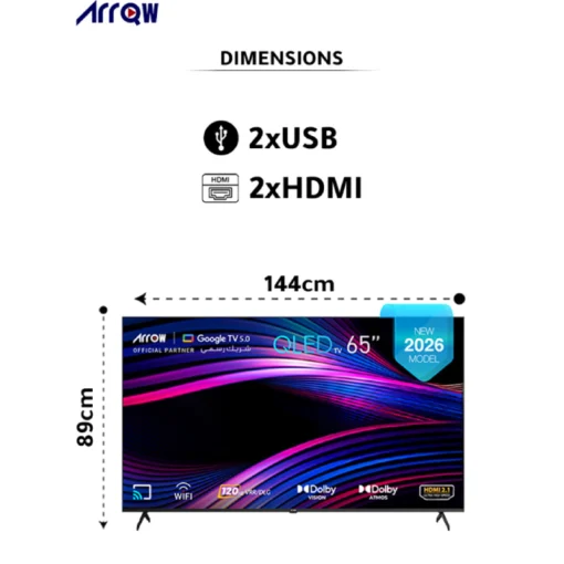 تلفزيون ذكي اركو 65 بوصة RO-65LCQ120 4K Google TV QLED