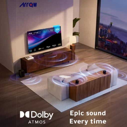 تلفزيون 75 بوصة سمارت اركو RO-75LCQ120 QLED 4K Google TV
