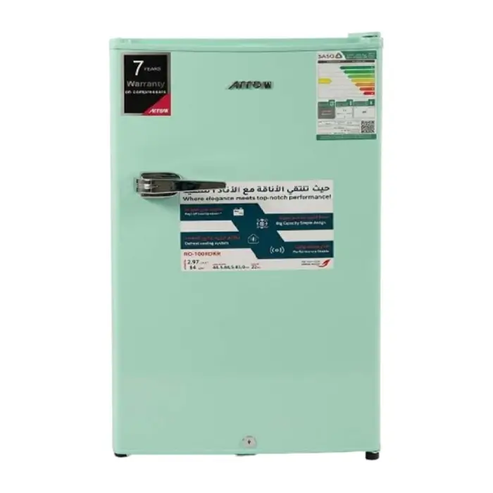 ثلاجة صغيرة باب واحد ارو ريترو 3 قدم - أخضر RO-100RDKR-GR ثلاجة صغيرة باب واحد ارو ريترو 3 قدم - أخضر RO-100RDKR-GR